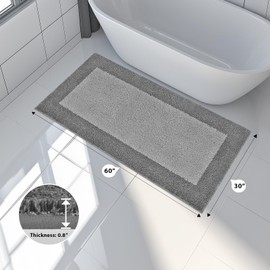 Bathroom Rugs 30" x 60", Non-Slip Extra Soft Absorbent Bath Rugs, Machine Washable Quick Dry Bath Mats for Bathroom Floor, Shower, Bathtub and Sink, Grey & Dark Grey