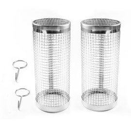 Medium Kabob Grilling Baskets New Cap Design w/ Removable Handle - Stainless Steel vegatable grill baskets for outdoor grill utensils - Medium Capacity (8 x 3.5 inch) Secure easy-latch lid. Great