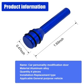 ZIMISI 4PCS Car Door Lock Knobs, Zinc Alloy Auto Inner Door Lift Bolt Pin Cover, 1.93" x 0.47" Auto Lock Pull Pins Replacement, Vehicle Front Rear Door Decoration Accessories for Most Cars (Blue)
