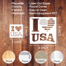 40 Pcs Reusable 4th of July Stencils, Patriotic Stencil for Painting American Flag, Scrapbooking, Wall, Floor Decor, Patriotic Party Decoration DIY Art Projects