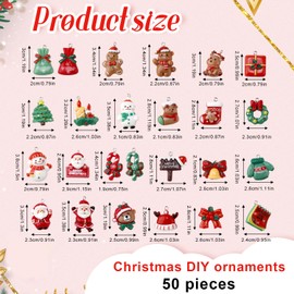 Gosknor 50pcs Christmas Pendant Charms, Christmas Enamel Charms Xmas Snowmen Socks Santa Claus Charm Christmas Theme Decorative Charm for DIY Crafts Jewelry Making Supplies