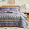 3 Pieces Colorful Boho Quilt Set Full Queen Size, Purple