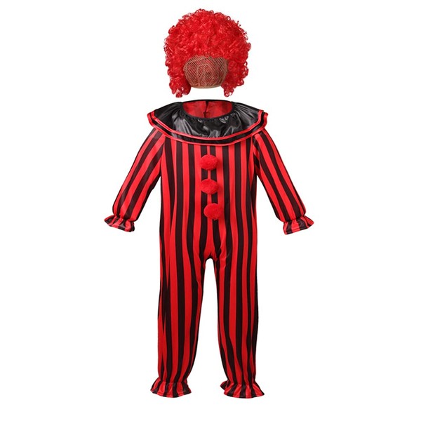 yolsun Clown Costume for Kids with Wig Scary Halloween Dress Up (6-8 Years)