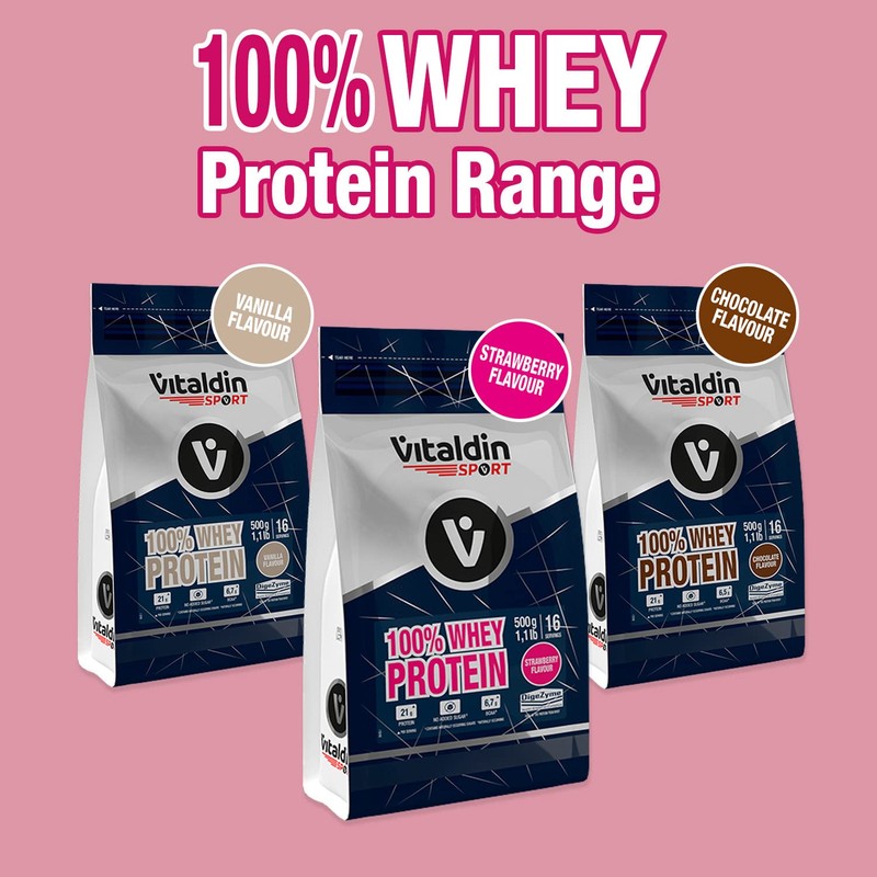 VITALDIN SPORT 100% Whey Protein Strawberry 500 g - 100%