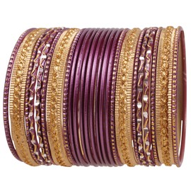 Touchstone "Colourful 2 Dozen Bangle Collection" Indian Bollywood Pastel Onions Golden Glaze Designer Jewellery Special Large Size Bangle Bracelets Set of 24 in Gold Tone for Women, Metal