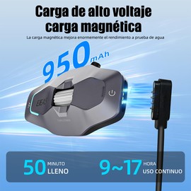 LockPose Intercomunicador para Casco de icleta X10,Admite Conversaciones Entre 10 Personas y Compartir música,IP67 Impermeable,Sistema de intercomunicador de Malla 4.0 (Negro)