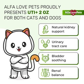 AlfaLovePets Cat & Dog UTI Treatment | Kidney Support for Cats & Dogs | 2 Oz