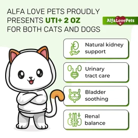 AlfaLovePets Cat & Dog UTI Treatment | Kidney Support for Cats & Dogs | 2 Oz