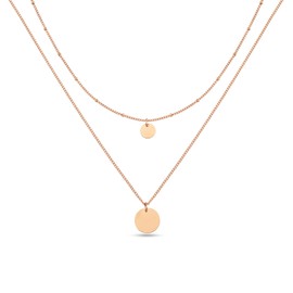GD GOOD.designs Double Chain for Women with Platelets - Waterproof Coin Necklace Double Row in Gold, Silver or Rose Gold I Layered Plate Chain Made of Stainless Steel, Stainless Steel