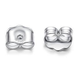 18K White Gold Earring Backs Real Gold 0.2 Grams AU750 Butterfly Yellow Solid Gold Earrings Backs Replacements for Studs 750 Hypoallergenic Pierced Secure (18k White Gold)