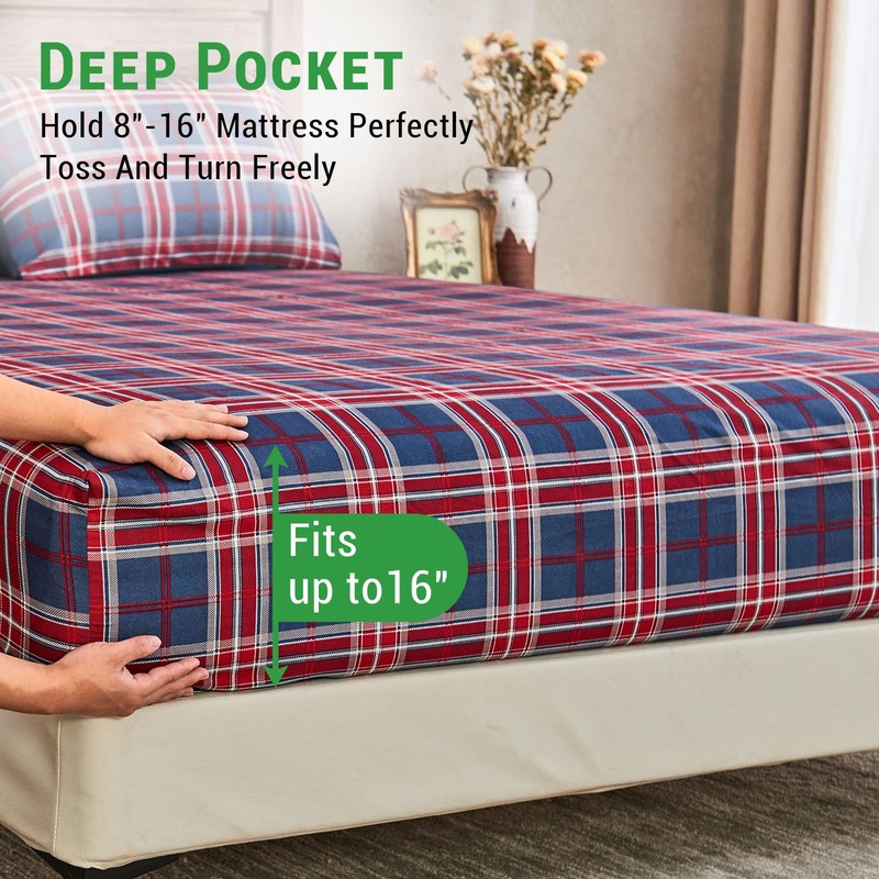 Gogreen 4PC Deep Pocket Queen Sheet Set Fit 16", Breathable