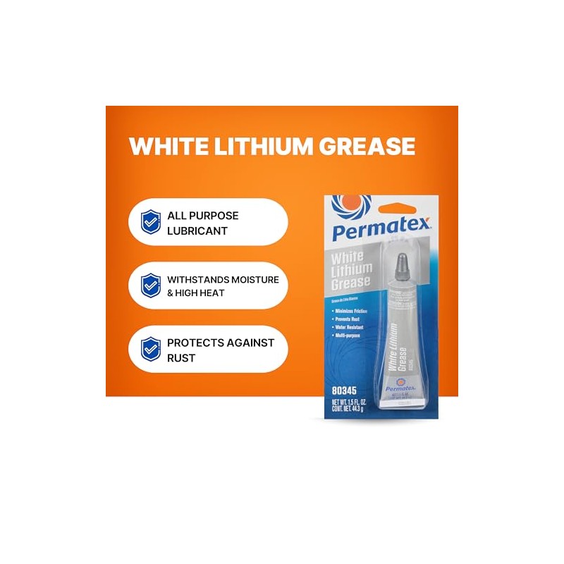 Permatex 80345 White Lithium Grease, 1.5 oz.