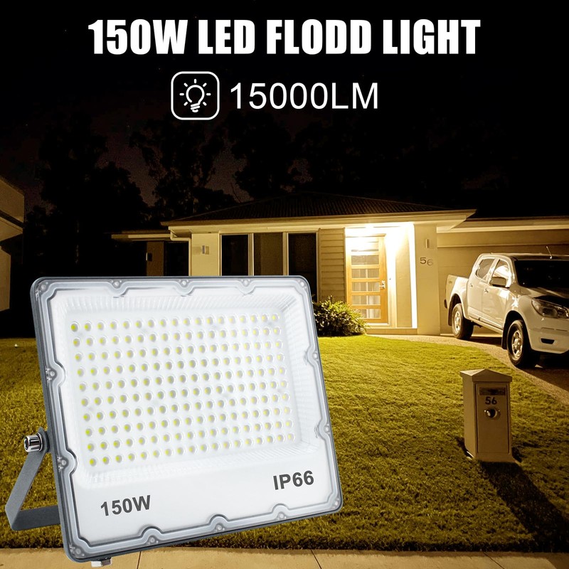 150W LED Flood Lights Plug in, Outdoor Security Lighting Fixtures