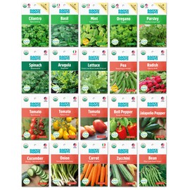 Back to the Roots Organic Seed Bundle - Herbs and Vegetables Variety Pack for Planting - Assorted Non-GMO Seed Mix for Beginner Indoor and Outdoor Gardening, (Pack of 20)