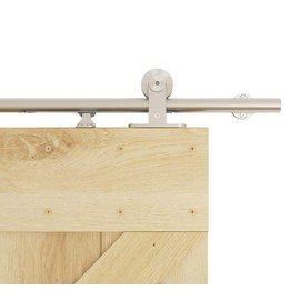 DIYHD 6FT Integrated Soft Close Sliding Hardware Brushed Stainless Steel Top Mount Studio Barn Door Style Track Kit