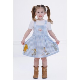 Wizard of Oz Cowardly Lion Dorothy Scarecrow Toddler Girls Matching Family Dress & T-Shirt Outfit Set Gingham Light Blue 5T