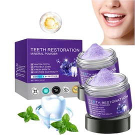 Teeth Restoration Mineral Powder, Gum Natural Restorative Tooth Powder, Effective in Strengthening Teeth and Restoring Gums Suitable for Women Men to Keep Breath Fresh Comfortable 1.76oz (2)
