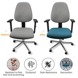 Yikko Elastic Stretch Spandex Chair Seat Covers Slipcovers Washable fit for Office Chairs,Dining Room Chairs,Bar Wedding Party Decor (6, Blue)