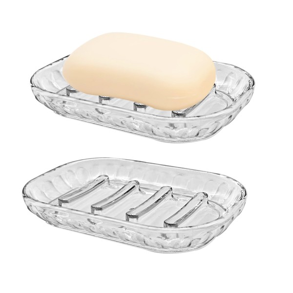 2-Pack Soap Dish, Soap Holder, Soap Saver, Holder Tray for