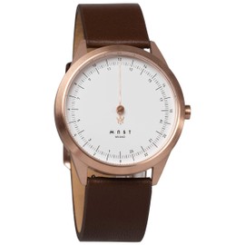 MAST MILANO 24 Hour Single Hand Watch for Men, white/brown, Strap.
