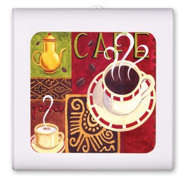 Plug in Dimmable LED Night Light with Dusk to Dawn Auto Sensor, Adjustable Brightness, Warm Light, Auto On/Off Nightlight for Bathroom, Hallway, Nursery, Bedrooms - Coffee Cafe