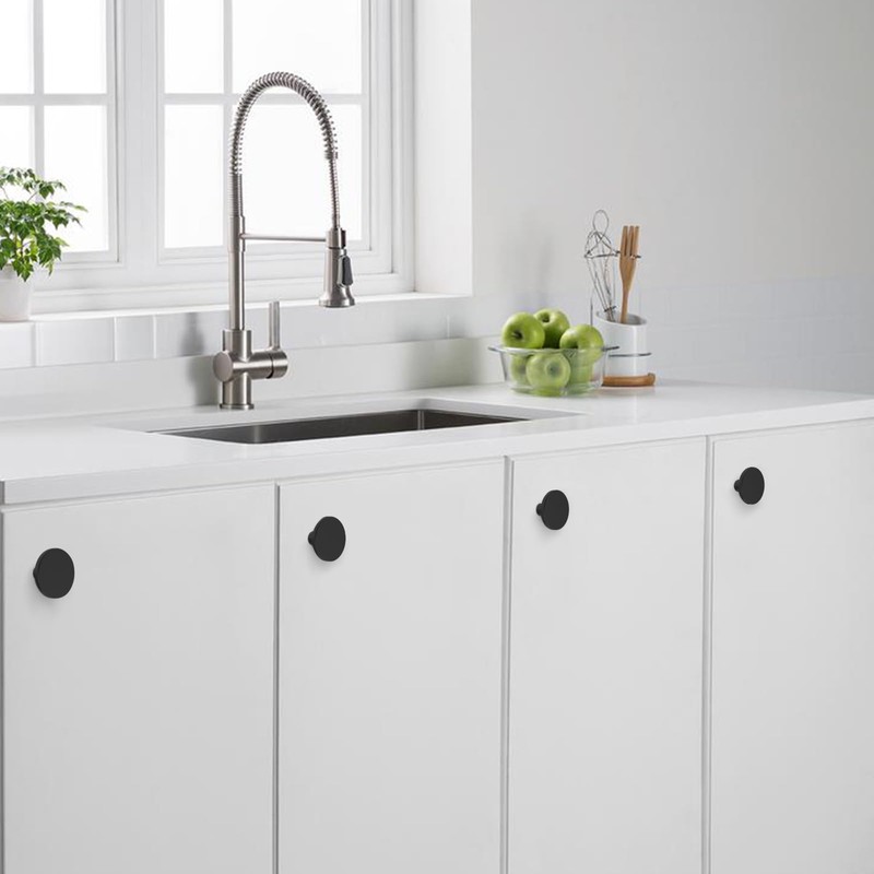 BIGLUFU 30mm Drawer Knobs, 12 Pieces Black Kitchen Cabinet Knobs,