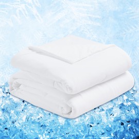 Yuurom Cooling Comforter Reversible Cool Blanket for Hot Sleepers Q-Max>0.4, Queen Size 88×88 inches Down Alternative Filling Duvet All Season Soft Breathable Lightweight Silky, White