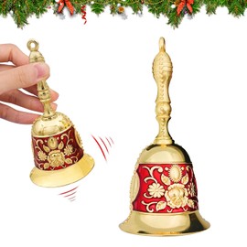 Table Bell, yisight Bell, Hand Bell, Christmas Bells, Resturant Service Bell, Metal Bells, for School, Reception Dinner, Hotel Service, Meditation Prayer (Red Gold)