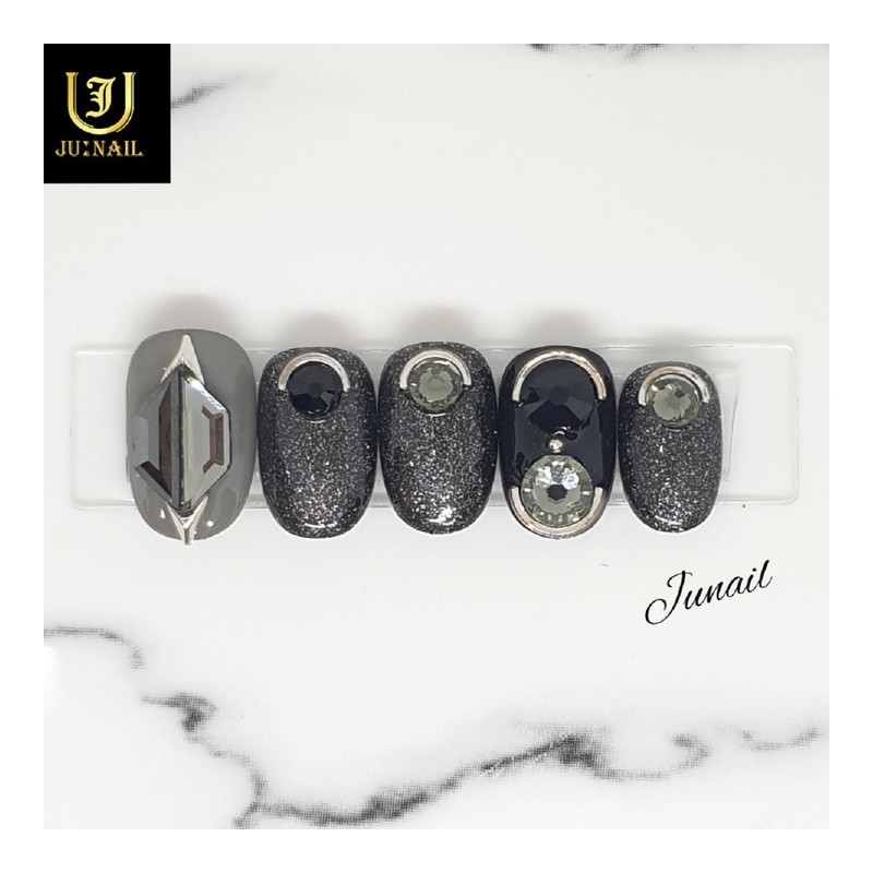 Black Hole Handmade Nail Tips - Long Round / 블랙홀