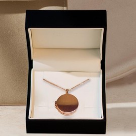 Amoonic Women's Round Locket for Opening for Pictures in 925 Silver and Gold/Rose Gold Plated I Chain 45-50 cm Photo Upload Service and Engraving I Round Medallion Hinged for Women Mum Girlfriend,