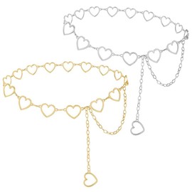 Visxcnu Pack of 2 Women's Concho Chain Belt, Waist Chain, Turquoise Waist Belt, Adjustable Metal Western Cowgirl Belt for Dress, Dress, Jeans, Coat, White