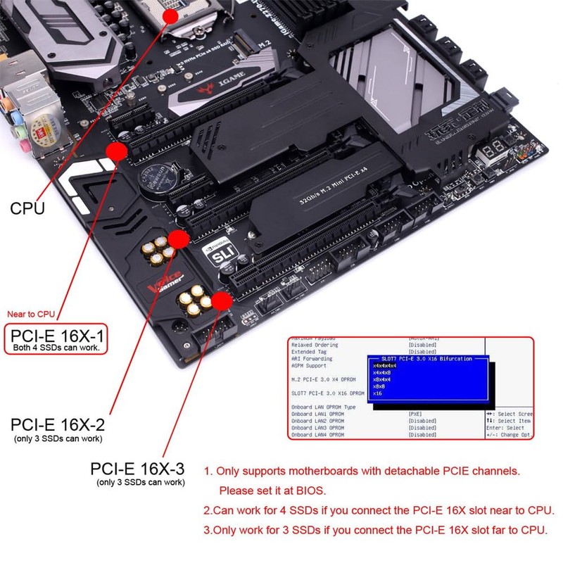 xiwai PCI-Express 16x to Dual Oculink SFF-8612 SFF-8611 8X VROC