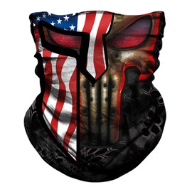 Pañuelo sin costuras para el cuello, bufanda, sin costuras, protección UV para motocicleta, ciclismo, equitación, correr, diademas, Cráneo de bandera nacional negra, Large