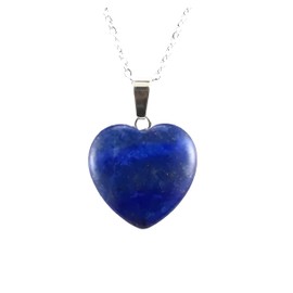 RICHARD-911 Collar Corazón Cuarzo Lapislázuli Cadena Acero Inoxidable Mujer Regalo Pareja Amistad Piedra Natural Reiki Yoga Azul