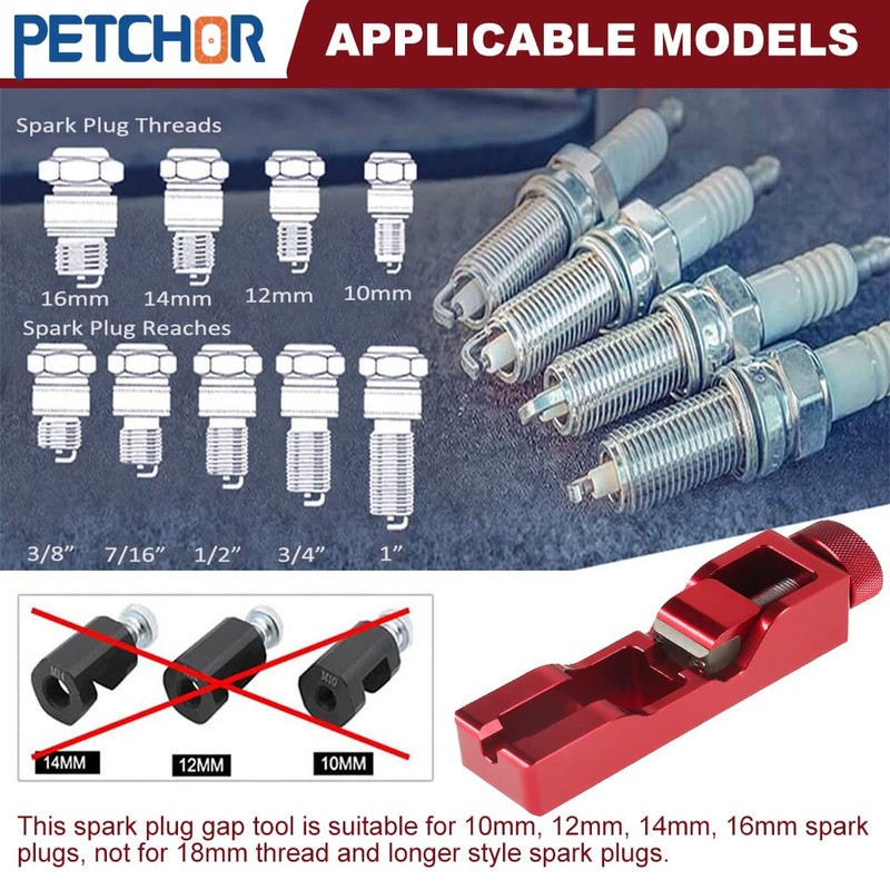 Universal Spark Plug Gap Tool with Feeler Gauge, Spark Plug