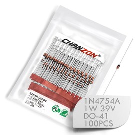 (Pack of 100 Pieces) Chanzon 1N4754A 1N4754 Power Zener Diode 1W 39V DO-41 (DO-204AL) Axial Diodes 1 Watt 39 Volt