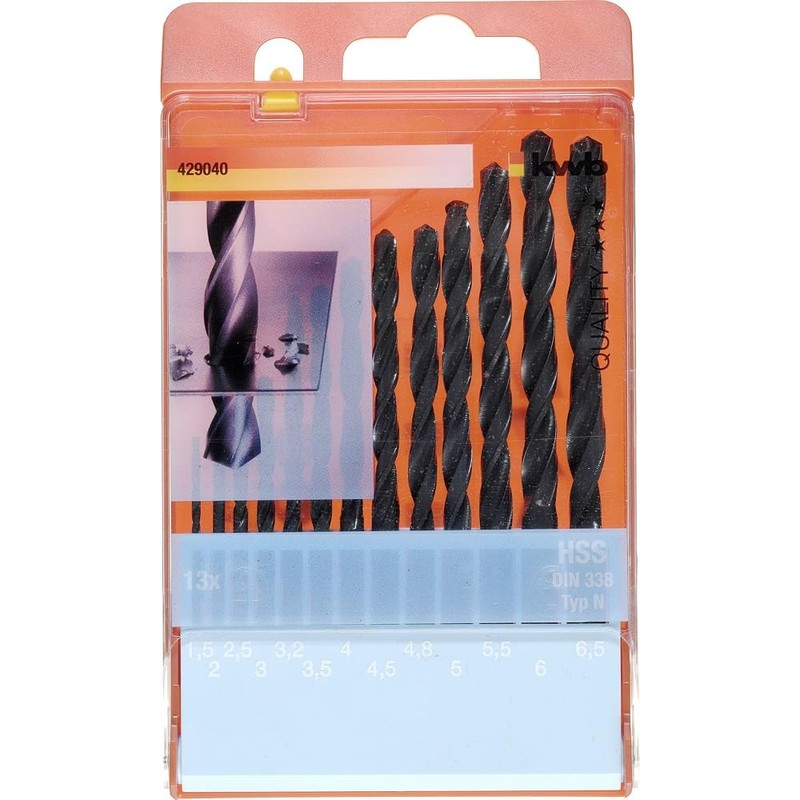 kwb 421340 HSS Twist Drill Bit Set, 13 pieces