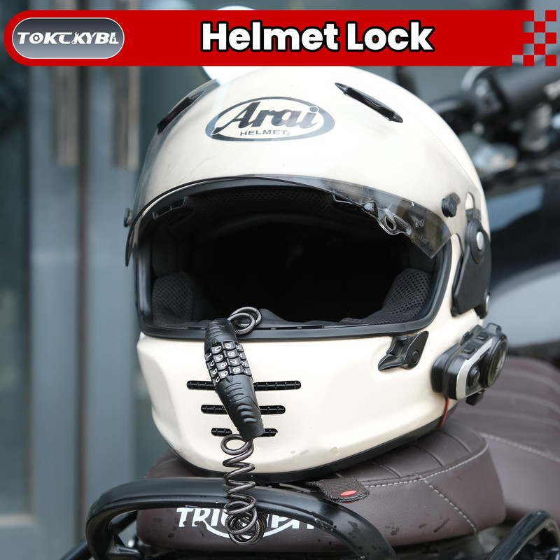 TOKCKYBL Motorcycle Lock, Heavy Duty Anti Theft Helmet, Brake and