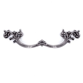 JETLAND French Provincial Drawer Pulls - 4-Pack, Aged Silver, 4" Hole Centers, Vintage Shabby Chic Pulls for Dresser Nightstand Cabinet, PW1619OS102