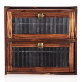 ULTECHNOVO Bread Box for Kitchen Countertop - Double Layer Bread Box - Large Breadbox with Windows, Vintage Farmhouse Food Organizer