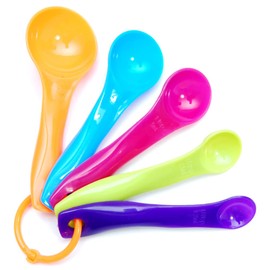 Measuring Spoons Plastic with Ring in Assorted Colors, Set of 5