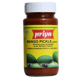 Priya Mango Pickle Avakaya | Traditional Indian Pickle | Great Flavour | Tasty with Poppadums, Chapathi and Dhal | Spicy & Sour | Vegan | 300g Jar