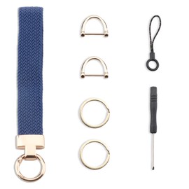 ZROSDSGY Keychain Wristlet, Stretchable Key Chain for Car Keys with Dual Keyrings & two D Ring Micro screwdriver, Adorable Wrist Lanyard for Women and Men（Cold blue）