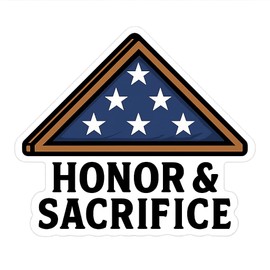 Patriotic Honor & Sacrifice Sticker – American Flag Tribute Decal for Veterans (3.5" x 3")