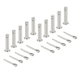 sourcing map 10Pcs M4x20mm Clevis Pins, 304 Stainless Steel Single Hole Flat Head Hitch Fastener Lock Systems with Cotter Pins for Furniture Installation Trailer Lawn Mower, Silver
