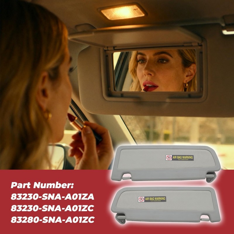 Pair Gray Sun Visor Compatible with Civic 2006-2011 83230-SNA-A01ZA