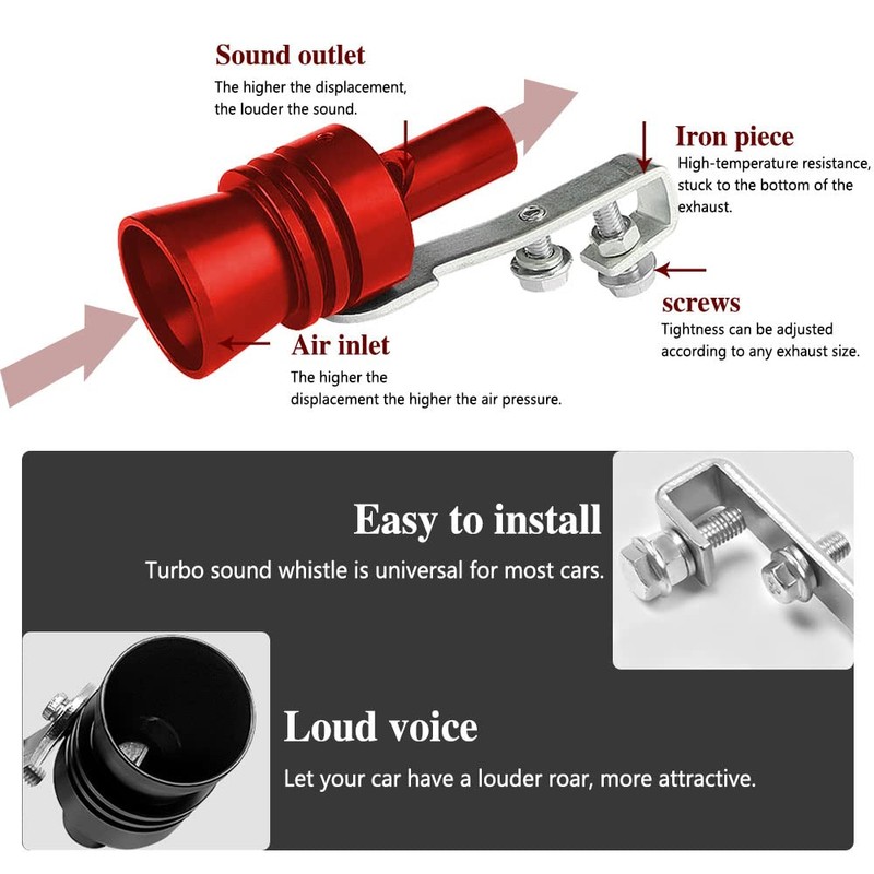 2PCS Car Turbo Whistle, XL Size Aluminum Alloy Universal Turbo