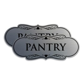 Designer Pantry Sign (Brushed Silver) - Large (2 Pack)