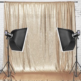 Eternal Beauty 152x213cm Light Gold Shinny Sequin Photography Backdrop Party Prom Wedding Youtobe Banquet Photo Background (5x7 feet)