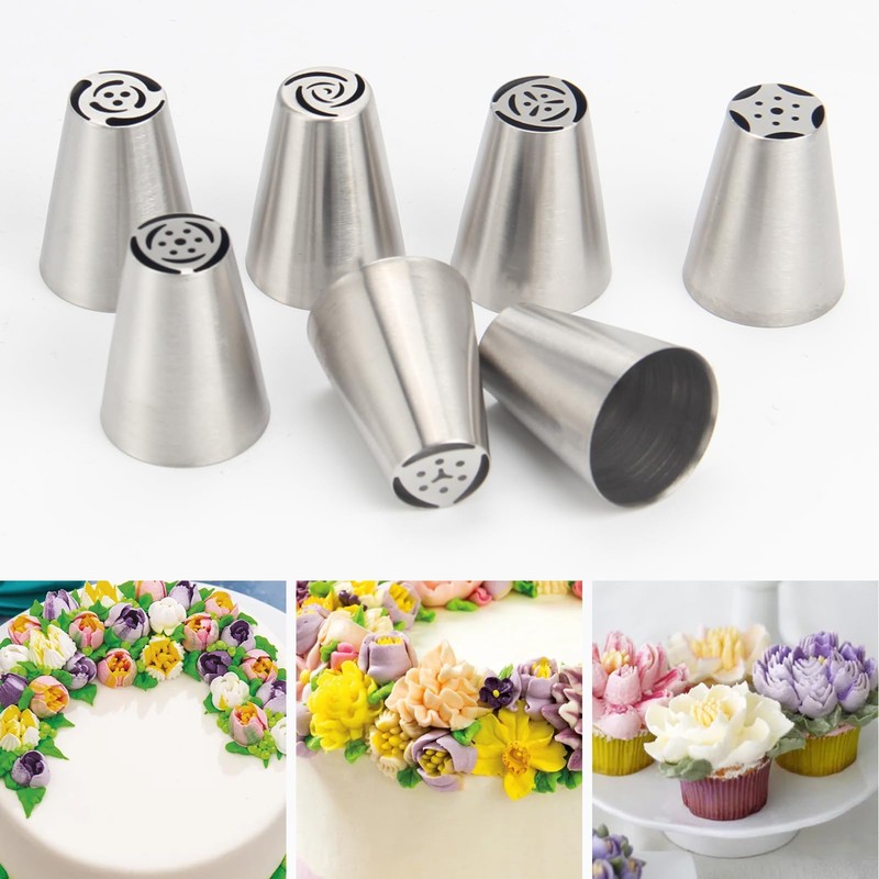 Baipesiy 7-Pieces Large Russian Piping Tip, 304 Stainless Steel Korean